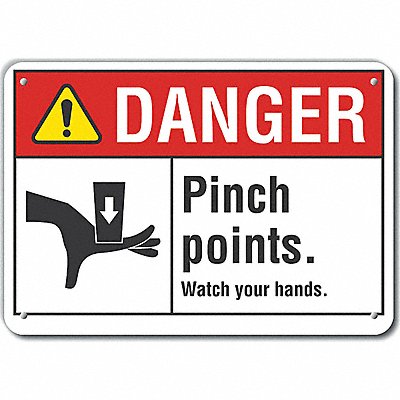 Rflct Pinch Point Danger Sign 10x14in