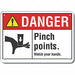 Rflct Pinch Point Danger Sign 7x10in