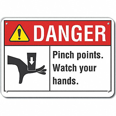 Pinch Point Danger Sign 10inx14in Plastc