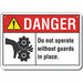 Machine Guards Danger Sign 7x10in Plastc