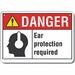 Alum Hearing Danger Sign 7x10in Alum