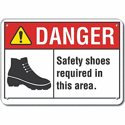 Alum Foot Danger Sign 7x10in Alum