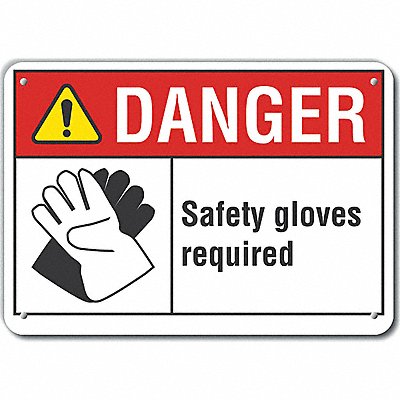 Alum Hand Danger Sign 10x14in Alum