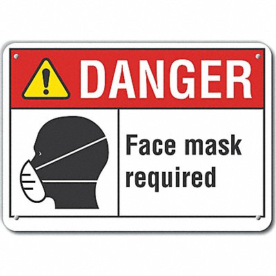 Alum Face Mask Danger Sign 10x14in Alum