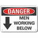 Rflct Men Working Dangr Sign 7x10in Alum