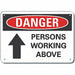 Alum Overhead Hazard Danger Sign 7x10in