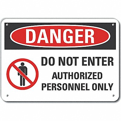 Auth Person Danger Sign 10inx14in Plastc