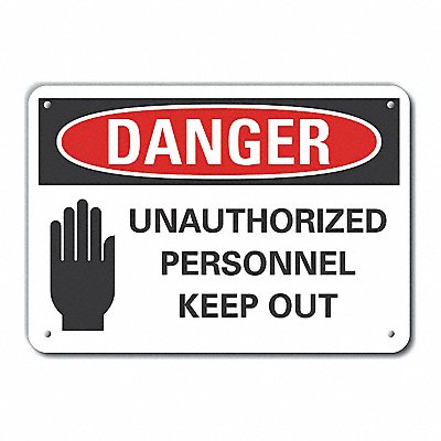 Alum Auth Personnel Danger Sign 7x10in