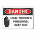 Auth Person Danger Sign 10x14in Plastic