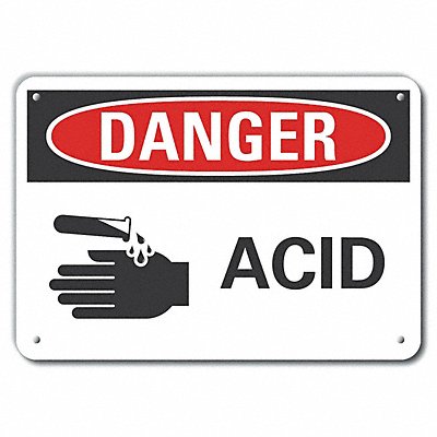 Plastic Acid Danger Sign 10x14in Plastic