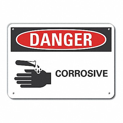 Rflct Corrosive Mtrl Danger Sign 10x14in