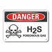 Alum H2S Poison Gas Danger Sign 10x14in