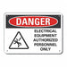 Alum Elect Equipment Danger Sign 7x10in