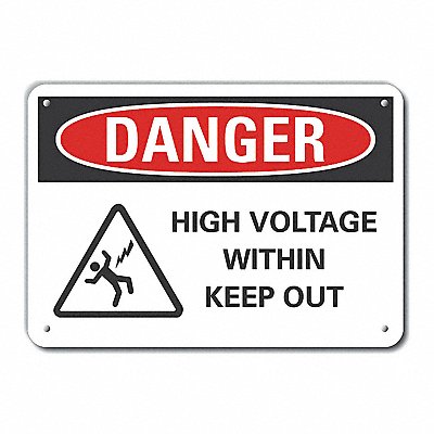 Alum High Voltage Danger Sign 10x14in