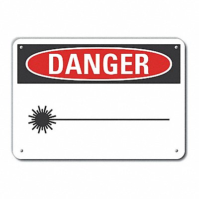 Laser Area Danger Sign 7inx10in Plastic