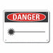 Laser Area Danger Sign 7inx10in Plastic