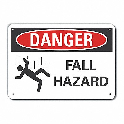 Fall Hazard Danger Sign 10inx14in Alum
