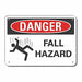 Rflctv Fall Hzrd Danger Sign 10x14in Alu