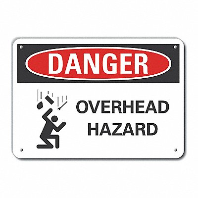 Overhead Hazard Danger Sign 10x14in Alum