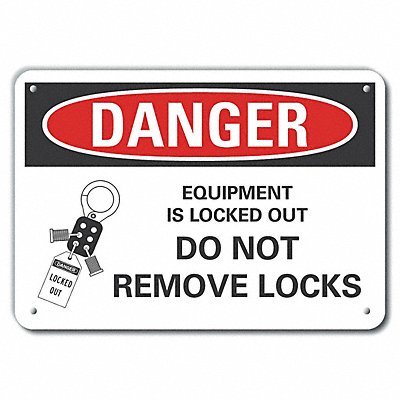 Alum Lockout Tagout Danger Sign 7x10in