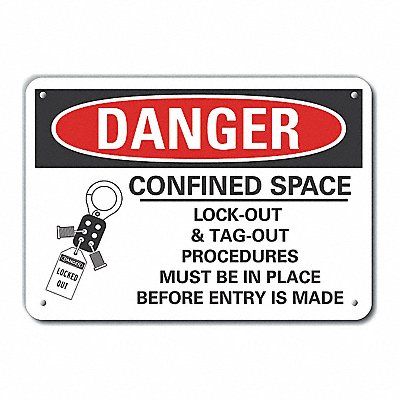 Rflct Confined Space Danger Sign 10x14in
