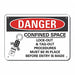 Rflct Confined Space Danger Sign 10x14in
