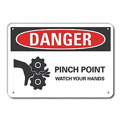 Pinch Point Danger Sign 10inx14in Alum