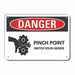 Pinch Point Danger Sign 10inx14in Alum