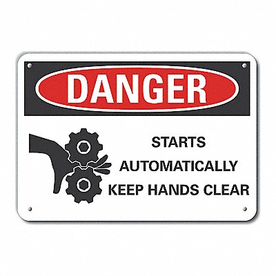 Rflct Hands Clear Danger Sign 10x14in
