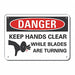 Keep Hands Clear Danger Sign 7inx10in