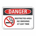 Alum No Smoking Danger Sign 7x10in Alum