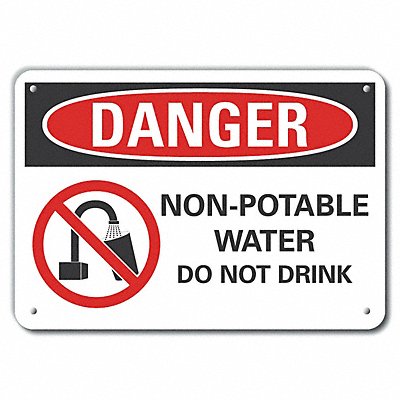 Alum Potable Water Danger Sign 7x10in