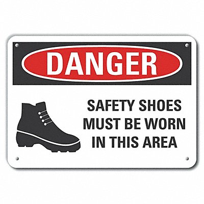 Rflct Foot Danger Sign 7x10in Aluminum