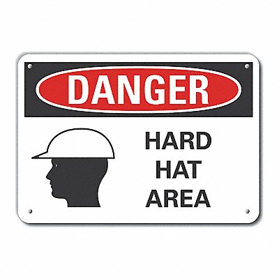 Alum Hard Hat Danger Sign 7x10in Alum