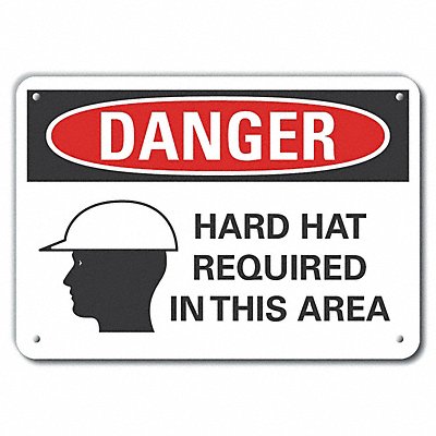 Alum Hard Hat Danger Sign 7x10in Alum