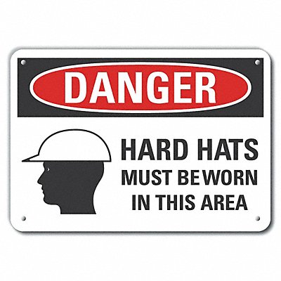 Hard Hat Danger Sign 10inx14in Aluminum
