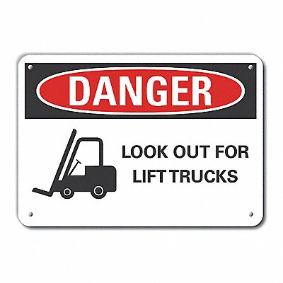 Alum Lift Truck Trfc Danger Sign 10x14in