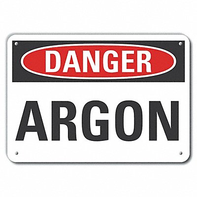 Plastic Argon Danger Sign 7x10in Plastic