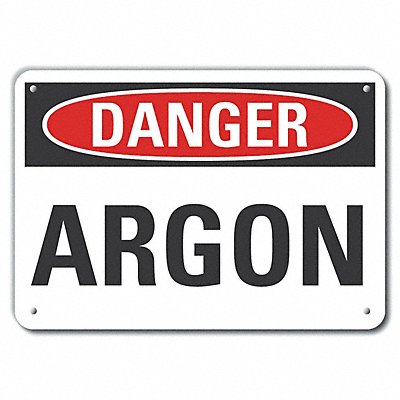 Alum Argon Danger Sign 7x10in Alum