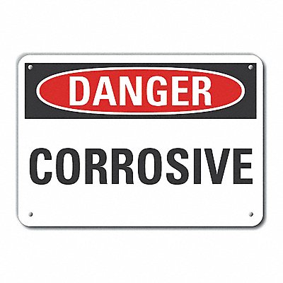 Alum Corrosive Mtrl Danger Sign 7x10in