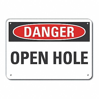 Rflct Open Hole Danger Sign 7x10in Alum