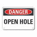 Rflctv Open Hole Dangr Sign 10x14in Alum