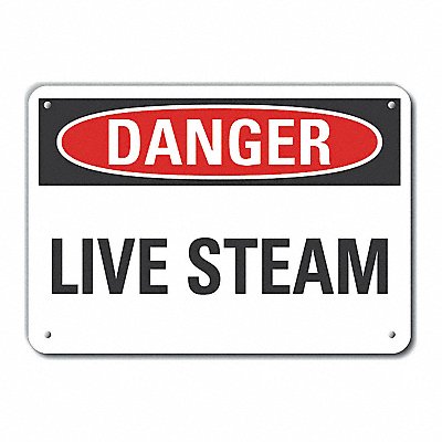 Alum Live Steam Danger Sign 7x10in Alum