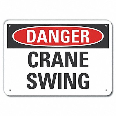 Crane Hoists Danger Sign 10x14in Plstc