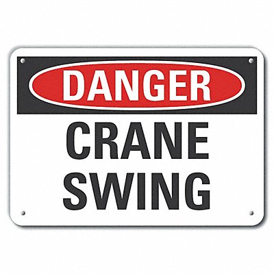 Alum Crane Hoists Danger Sign 10x14in