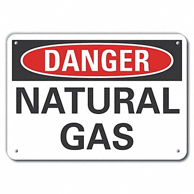 Natural Gas Danger Sign 10x14in Plastic