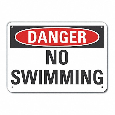 No Swimming Danger Sign 10inx14in Alum