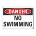 No Swimming Danger Sign 10inx14in Alum