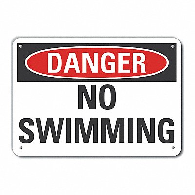 No Swimming Danger Sign 10x14in Plastic