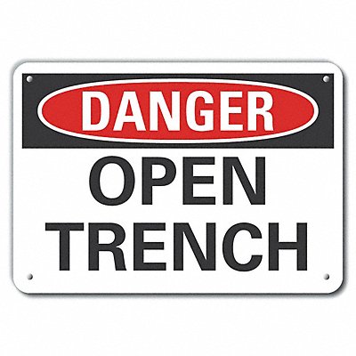 Open Trench Danger Sign 10inx14in Plastc